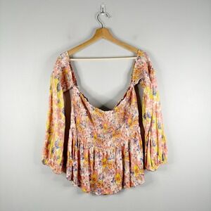 Anthropologie Conditions Apply Off Shoulder Floral Boho Blouse Floral XL 280